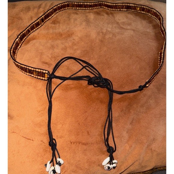Handmade Accessories - Hand Crafted African Beaded Cowrie Shell Tie Belt Boho Festival Hippie